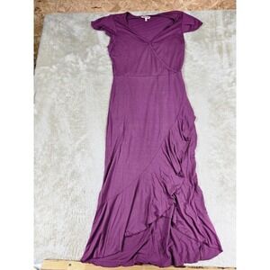 Juicy Couture Purple Wrap Maxi Dress Ruffle Skirt Cap Sleeve Size M‎